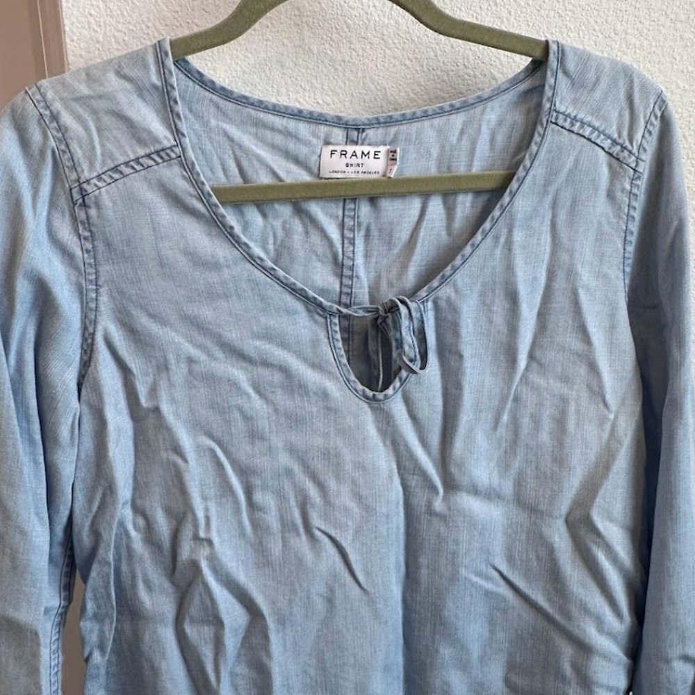 FRAME DENIM Tie Denim Blouse